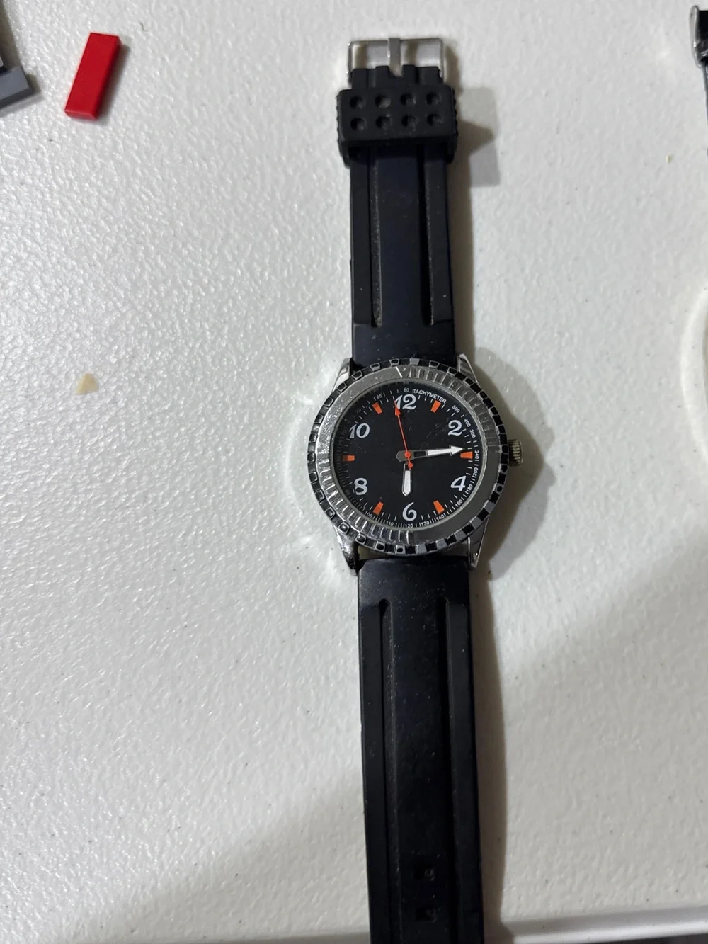 3/$10 Jewelry 💎Sale!! Classic Black Silicone Strap Watch with Orange Accents